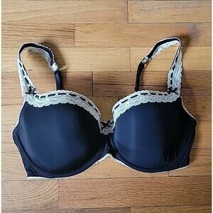 Elle Macpherson Intimates Daisy Chains Contour Bra 36DD‎ Black Lace Trim E72979